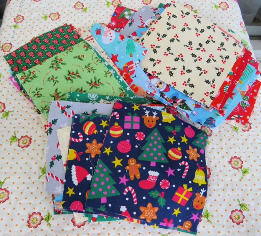 Pieces of fabric for blocks