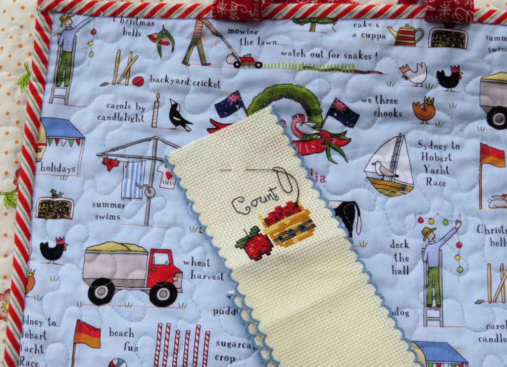 The cross-stitch in progress