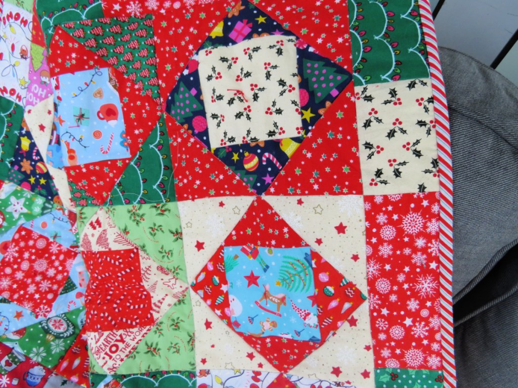 Binding on Christmas Quilt
