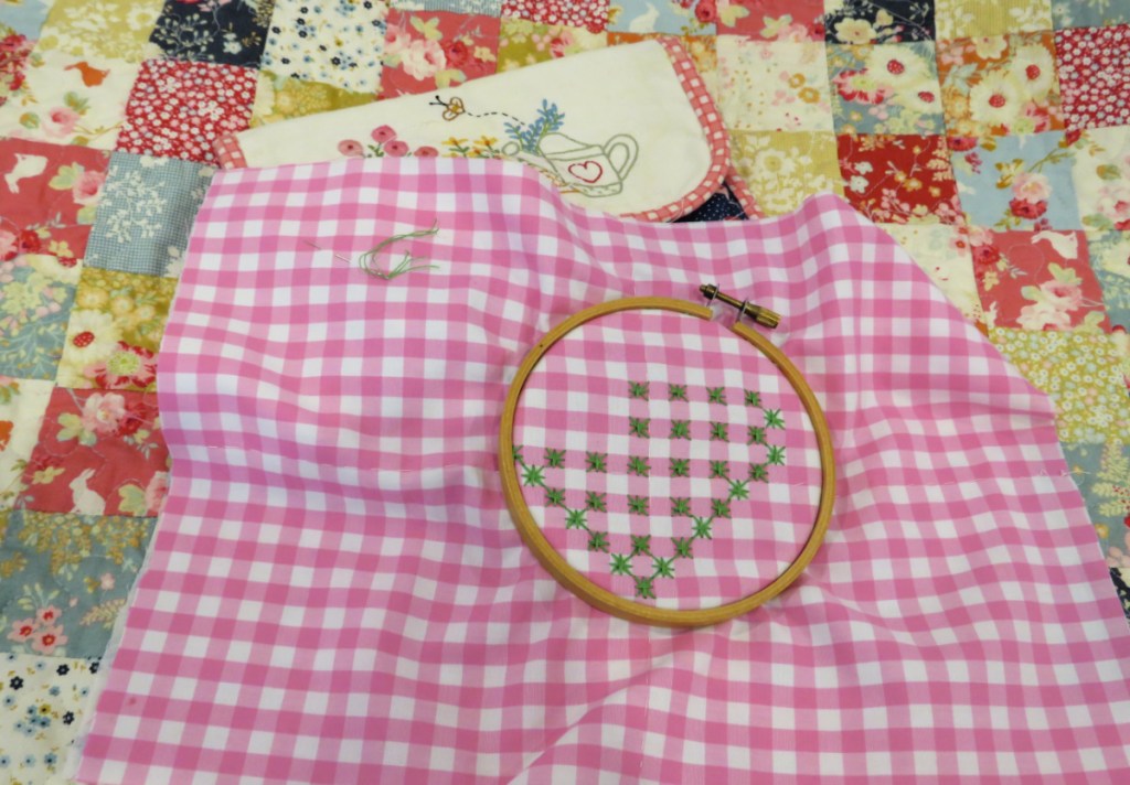 pouch embroidery in progress